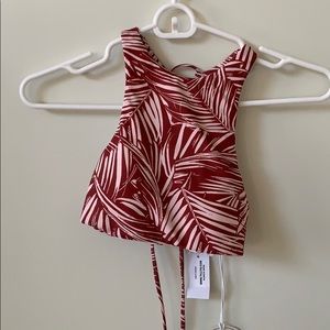 Halter bathing suit top and lace up back